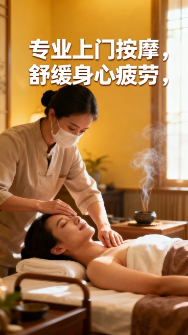 帮忙生成50张上门全身按摩图片，图片可以加入一些文字预览效果