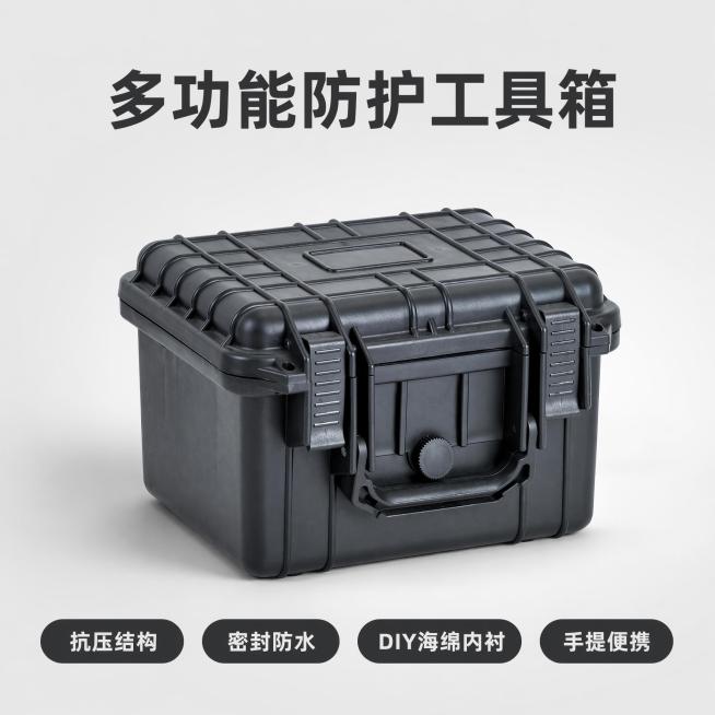 「图片1」「图片1」「图片1」「图片1」「图片1」「图片1」「图片1」，生成一套主图（5张），商品名称是多功能防护工具箱，卖点是多功能防护工具箱，卖点是抗压，防水，DIY海绵内衬，适配京东平台，主图比预览效果