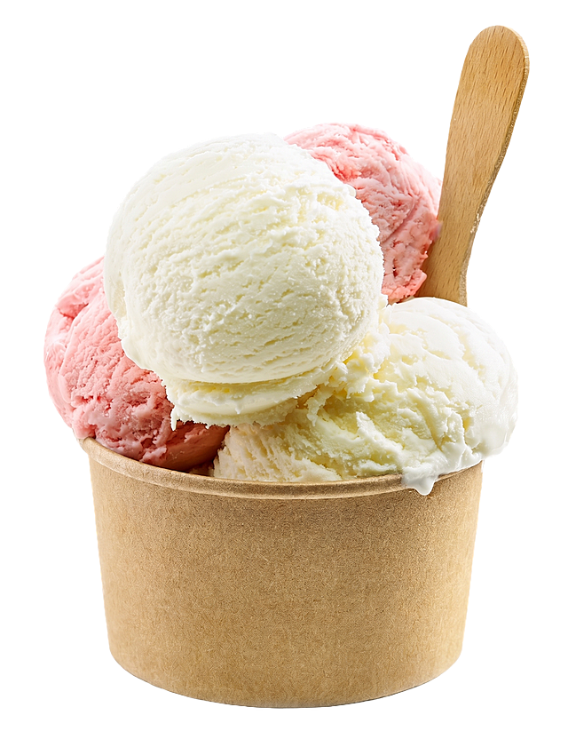 去掉这张图片的背景，保留冰淇淋纸杯和木勺的主体内容，生成背景完全透明干净的图片