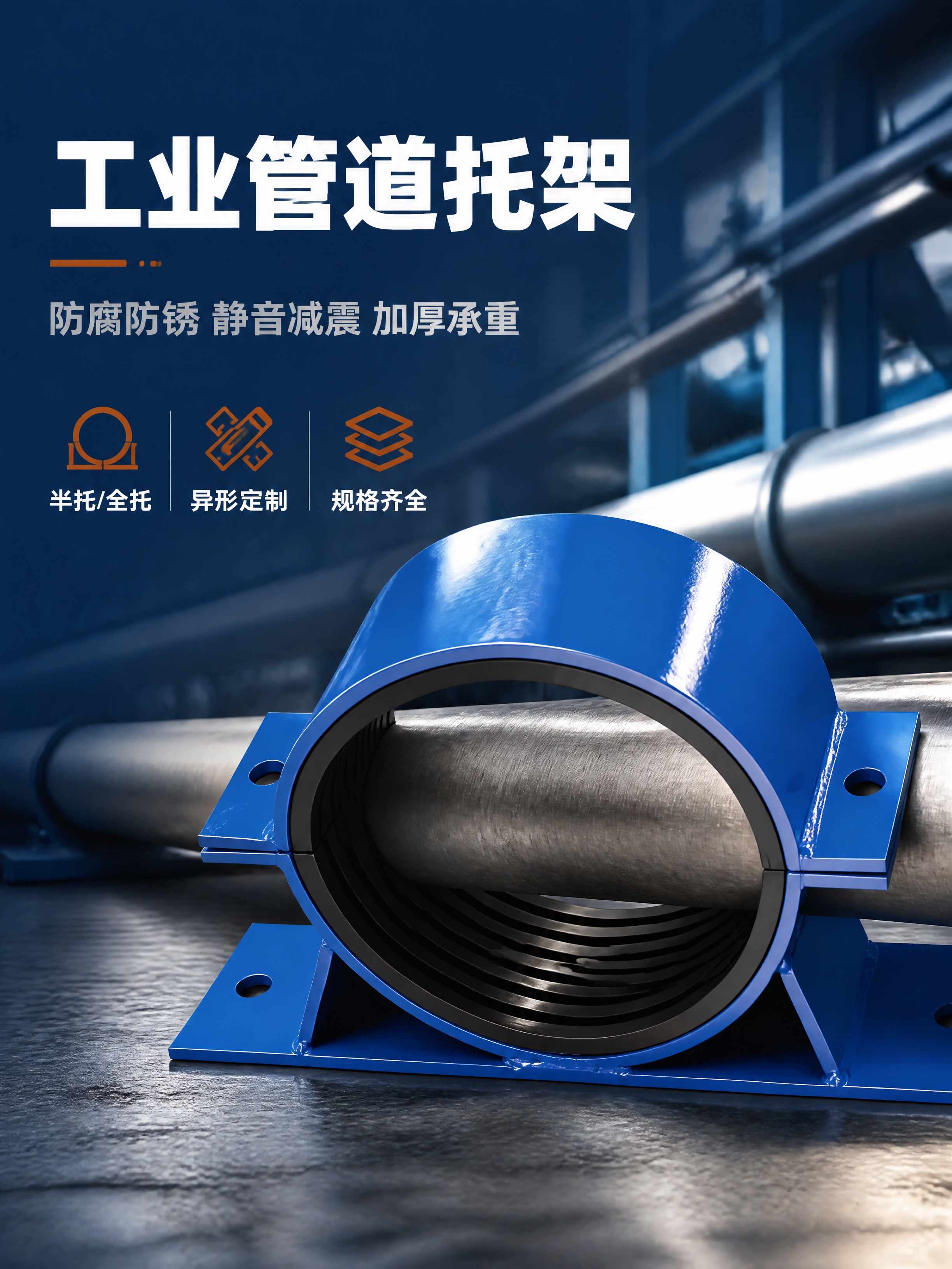 [商品] 使用【图1】全托型工业管道托架（管托）；保留蓝色金属… - 图片创意预览