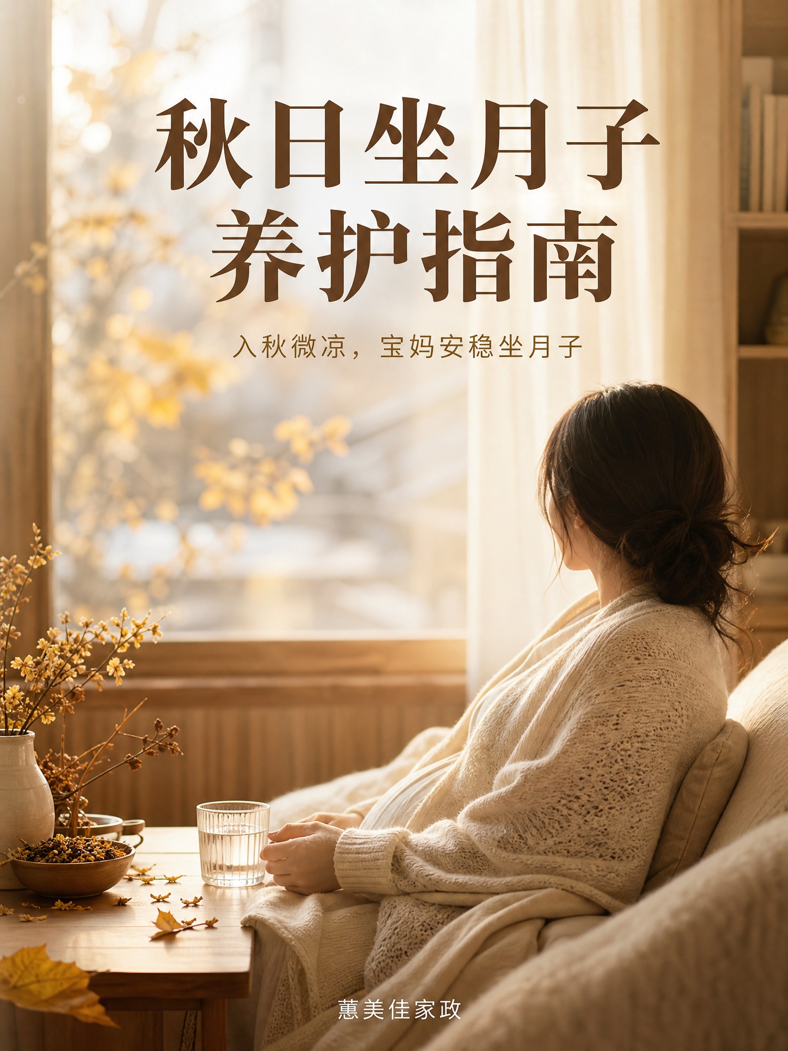 竖版3:4公众号封面图，暖棕米杏高级温柔色调，柔光居家氛围，秋… - 图片创意预览