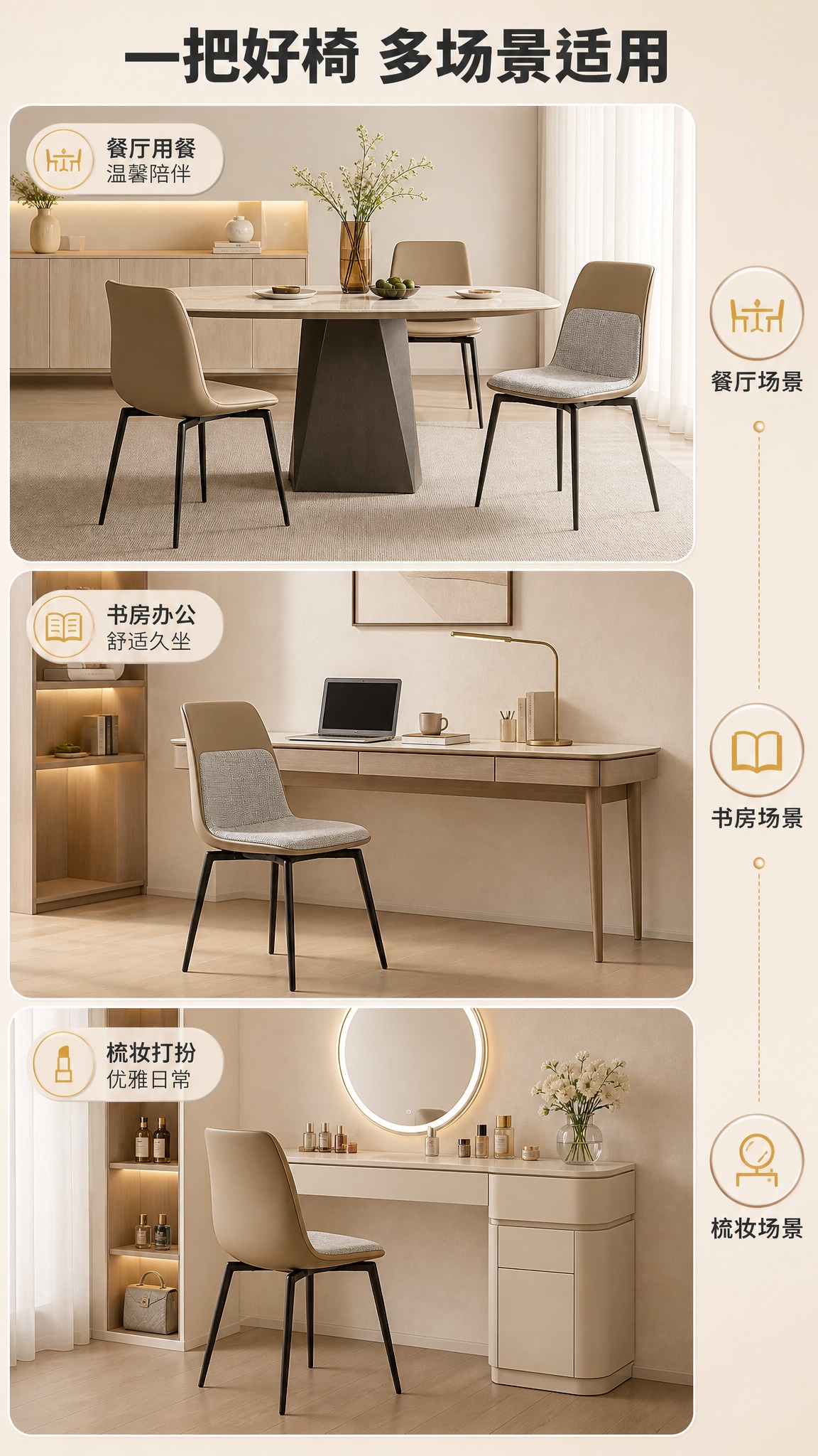[商品] 使用【图1】的两款现代简约餐椅；保留黑色碳素钢细腿、… - 图片创意预览