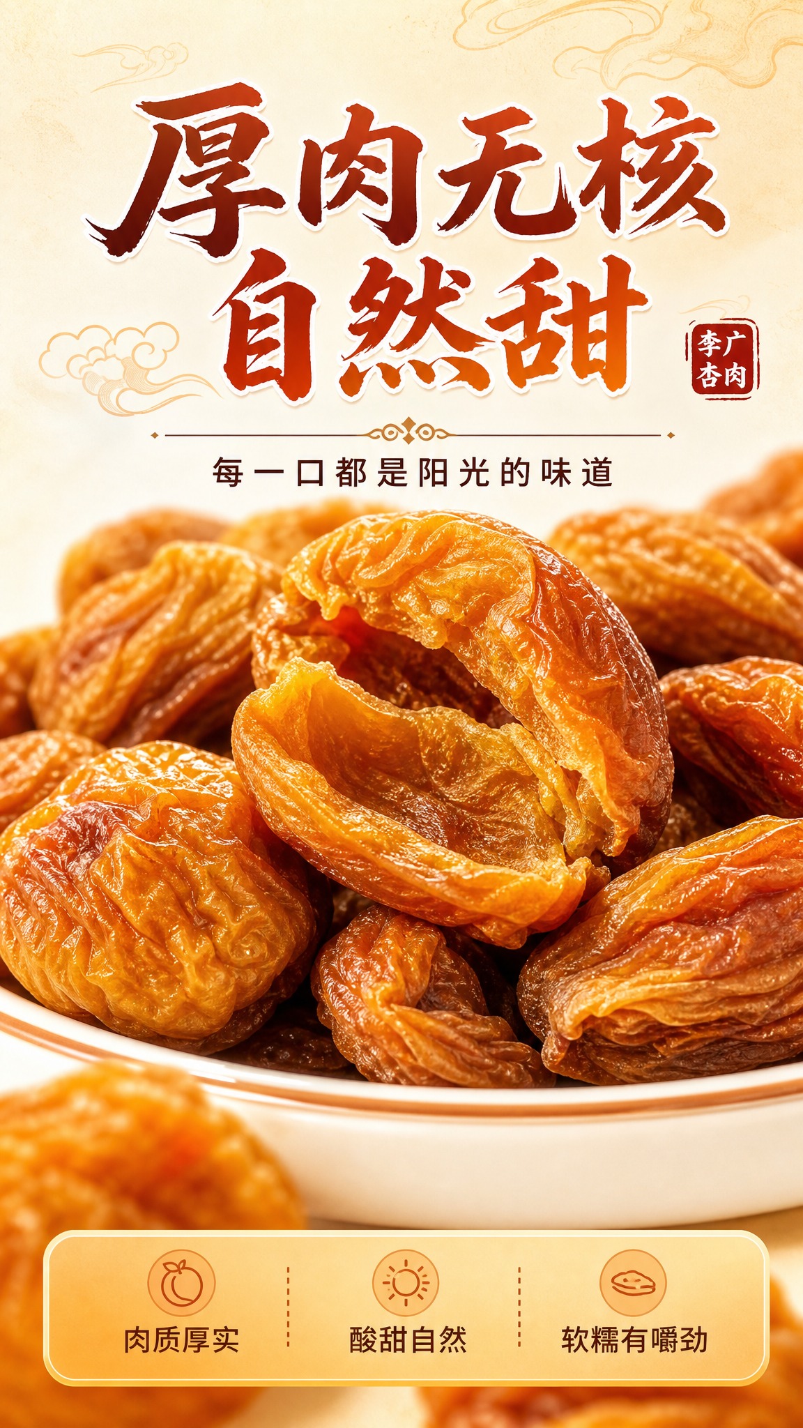 [商品] 使用【图5】李广杏肉实物特写图；保留杏肉的自然黄褐色… - 图片创意预览