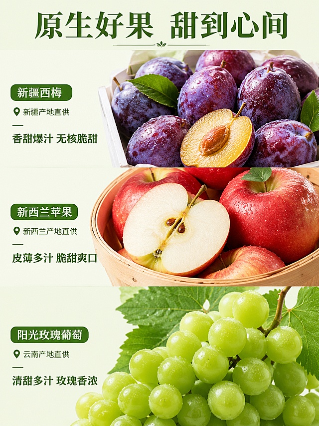 「图片1」礼盒内配：秘鲁进口蓝莓1盒          约125克
南非进口西柚1个          约400克
墨西哥牛油果2个          约400克
新疆西梅1盒                 约500克
新西兰苹果1桶            约500克
精品阳光玫瑰1串          约600克
陕西大荔冬枣1盒          约500克
莱阳精品秋月梨2个        约600克
攀枝花树熟芒果1个        约600克
突尼斯软籽石榴2个        约800克
福建红心蜜柚1个          约1100克
制作一个礼盒的详情页，礼盒名称：缤纷悦果，要有中秋的节日氛围，并介绍每种水果的特色，整体清新，不要过于花里胡哨，图片宽度为750px