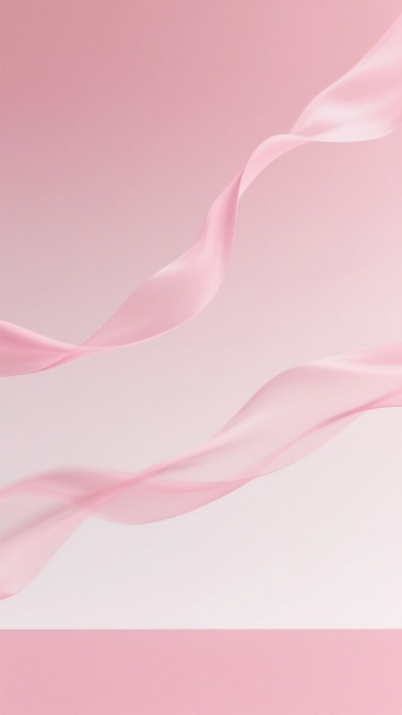 柔和渐变的粉色背景，由浅至深的粉白色调自然过渡，呈现出轻盈流动的视觉效果。画面中分布着几缕不规则的粉色彩带，如同丝绸般飘逸舒展，边缘模糊柔和。底部有一条水平的浅粉色色块，增添了层次感。整体氛围温馨浪漫，色调统一和谐，光线柔和均匀，营造出宁静舒适的背景意境，适合作为简洁优雅的背景使用。预览效果