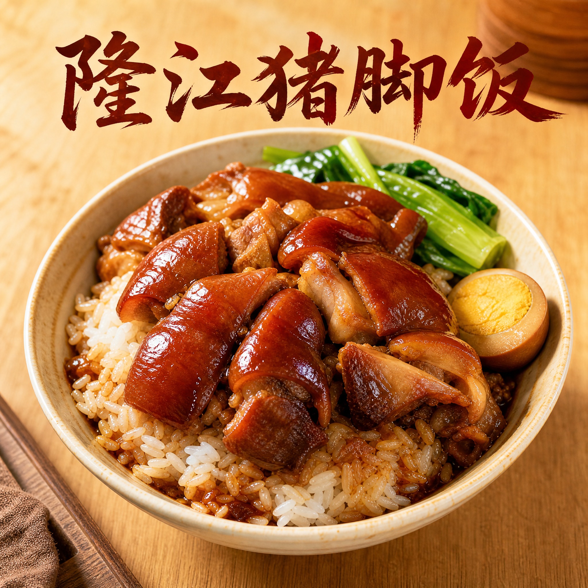 写实美食摄影风格的店铺头像，主体是一碗诱人的隆江猪脚饭，猪脚肉… - 图片创意预览