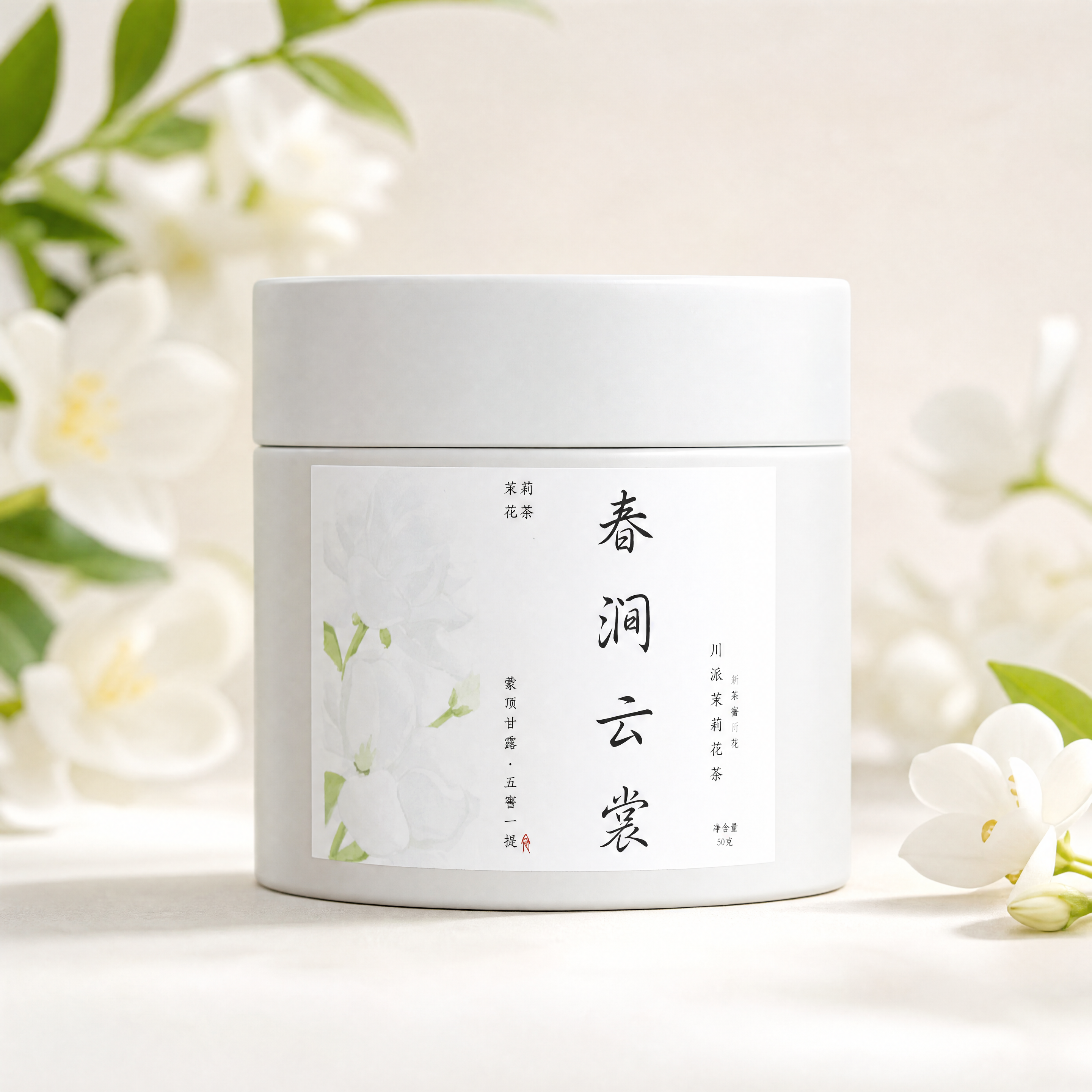 [商品] 使用【图1】春涧云裳白色小罐茉莉花茶正面图；严格保留… - 图片创意预览