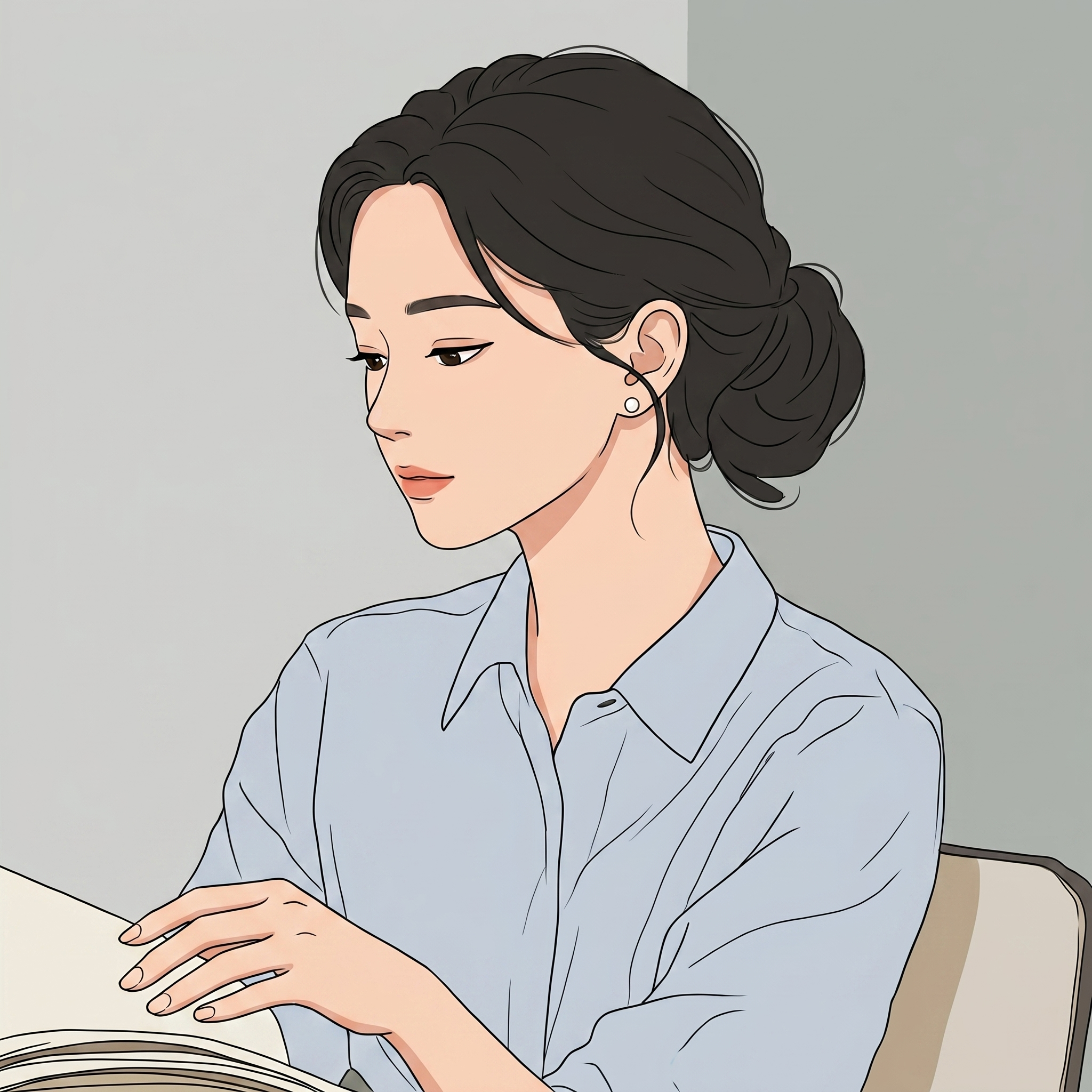 将绘画风格改为韩系扁平插画绘画风格。把耳钉改成小珍珠耳钉，修复… - 图片创意预览