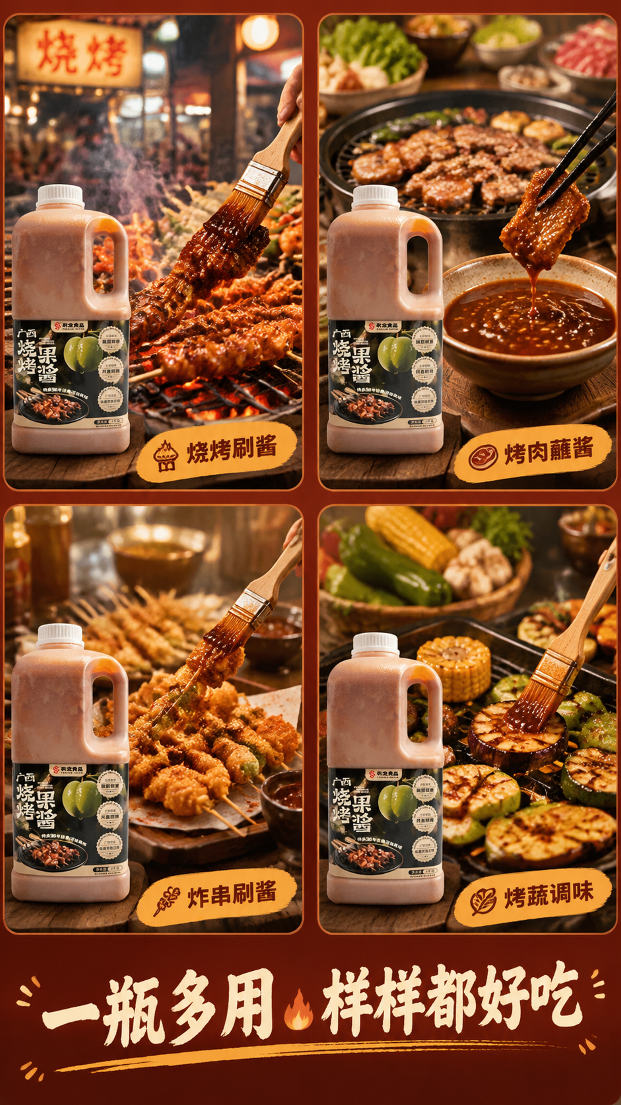 [商品] 使用【图1】广西烧烤果酱；保留瓶身结构、标签、Log… - 图片创意预览