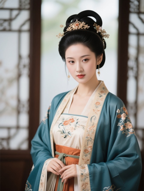 人物照片，身穿唐装的贵女，彰显着中国底蕴的高贵。预览效果