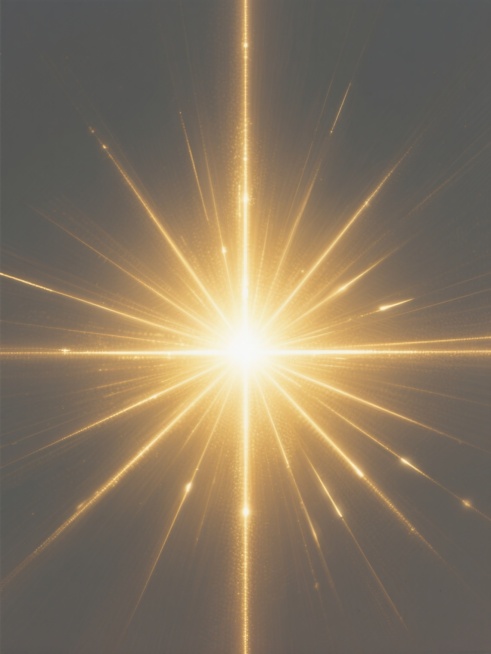 一张纯背景的数字艺术插画，画面中央是一个明亮耀眼的金色光芒，光芒从中心向四周呈放射状扩散，形成多条清晰锐利的金色光线，光线由中心向边缘逐渐变暗、变淡，背景为深灰色，整体营造出神秘而神圣的氛围，光线过渡自然平滑，具有强烈的视觉冲击力和空间感。预览效果