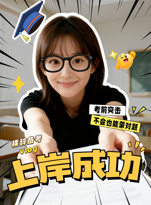 考公，考试网感封面小红书预览效果