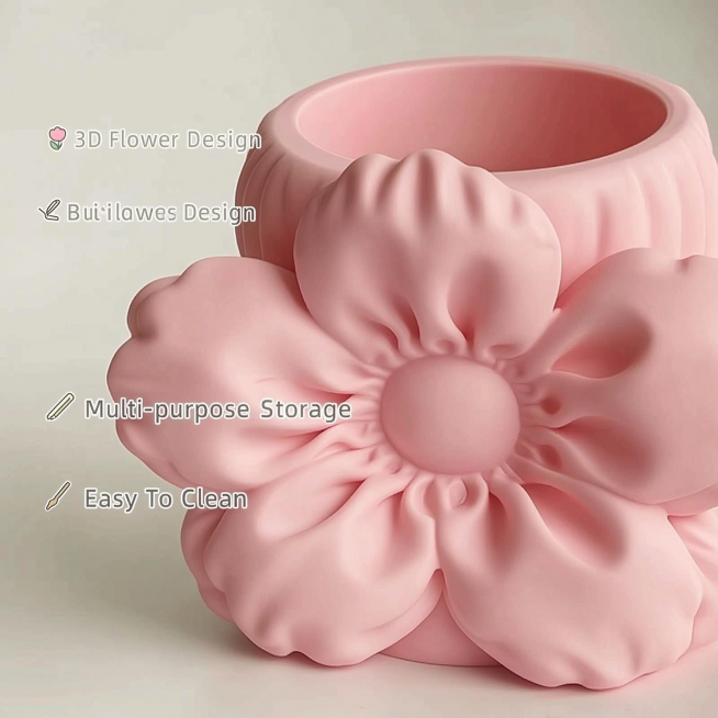 [Main Image 2] Close-up detail display of flower-shaped pen holder vase.
[Atmosphere Style] Exquisit预览效果