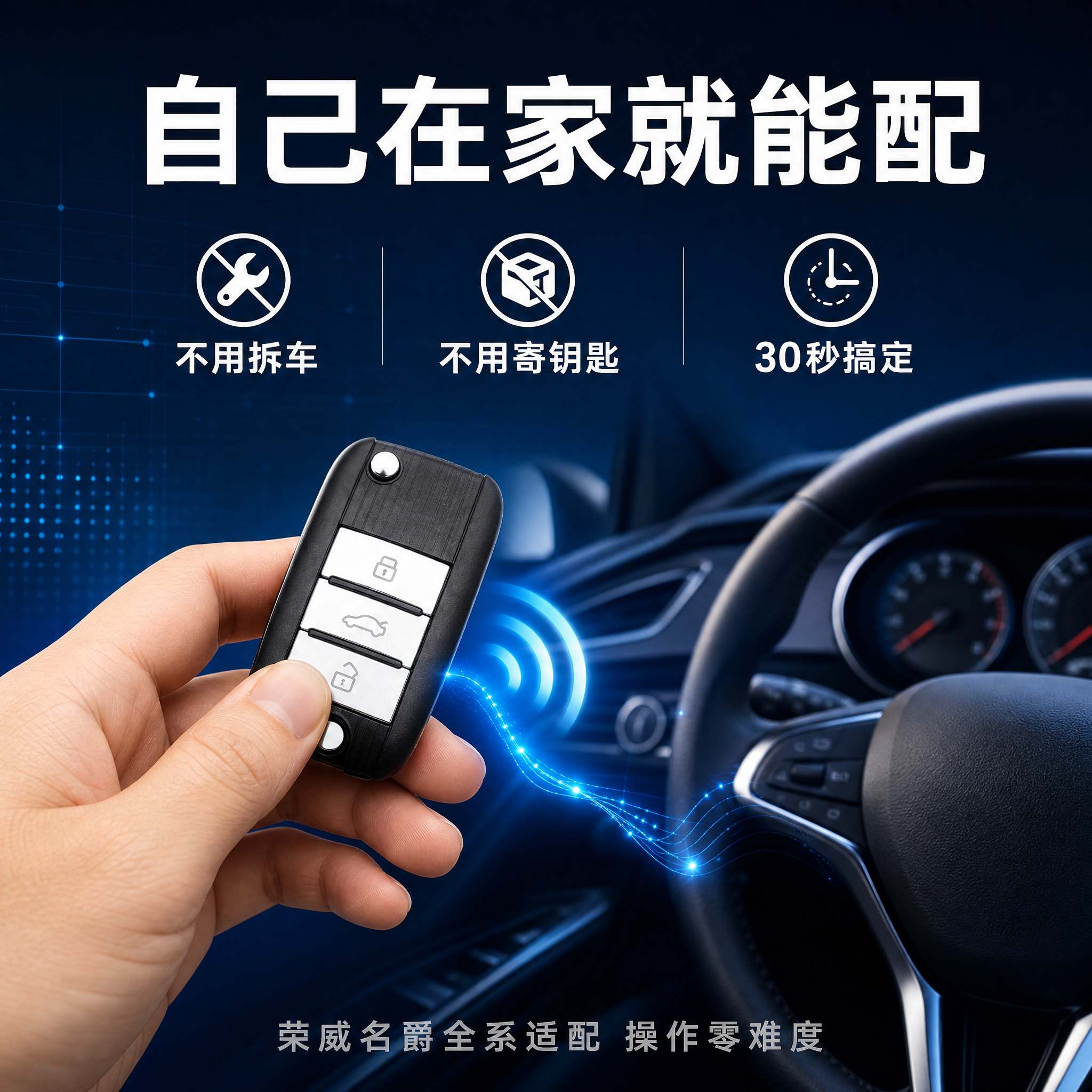 [主图-2] 核心价值卖点图，强调自己在家配钥匙的便捷性。 [… - 图片创意预览