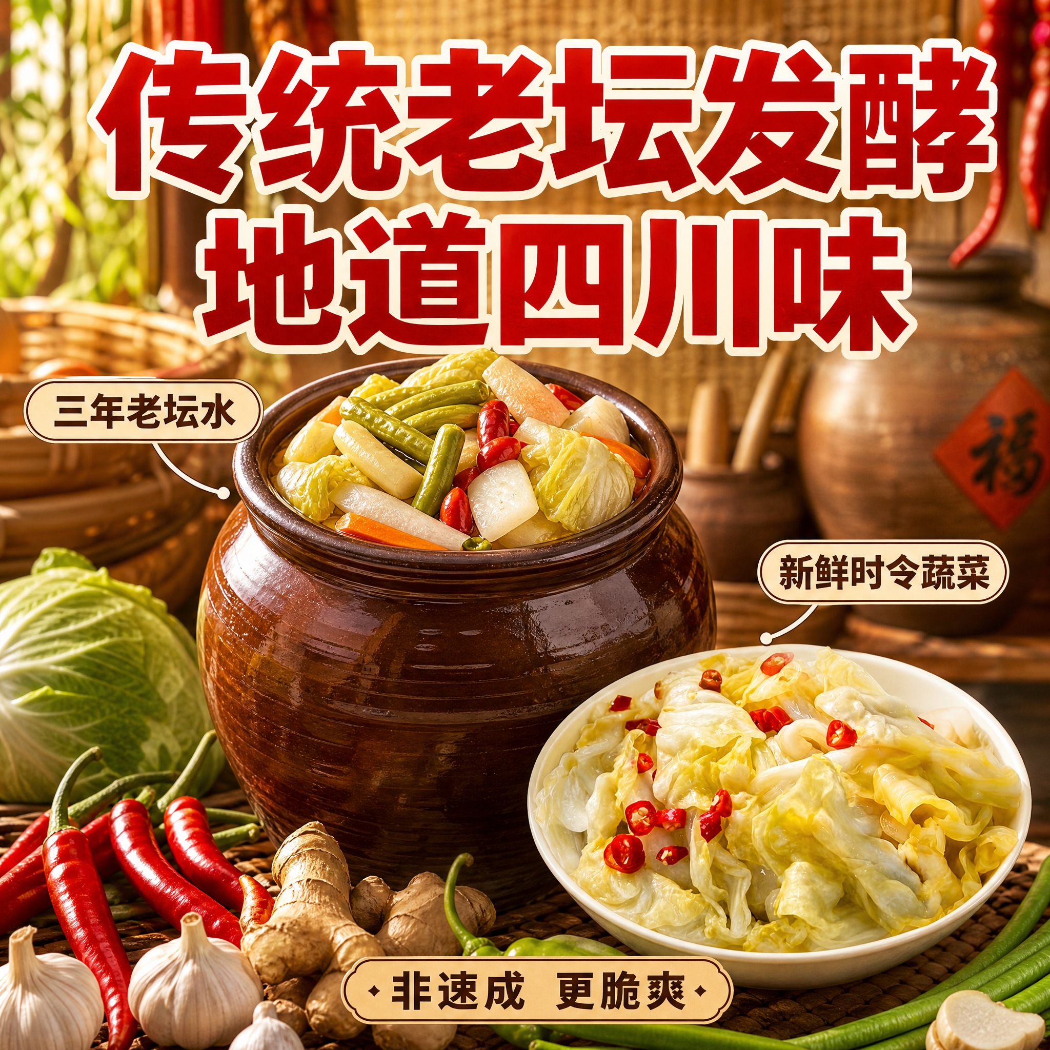 [主图-2] 核心卖点 传统老坛工艺 地道川味主题。拼多多风格… - 图片创意预览