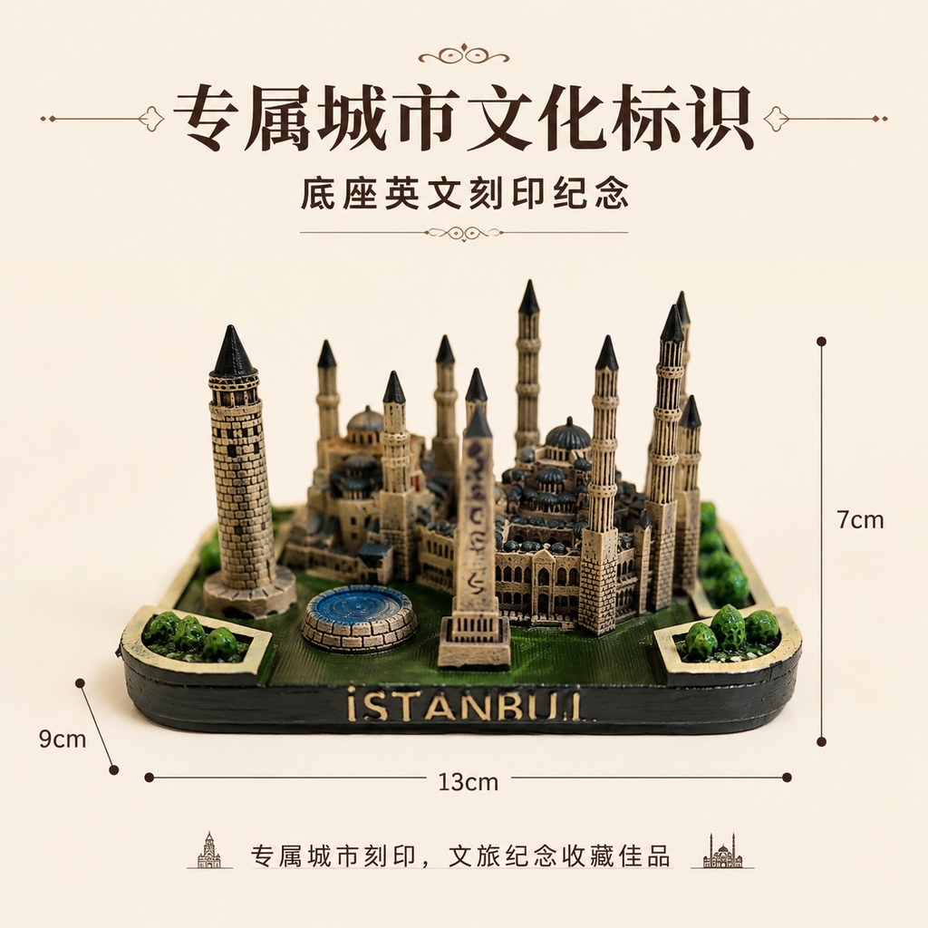 伊斯坦布尔全景摆件，专属城市文化标识，底座英文刻印纪念，1:1… - 图片创意预览