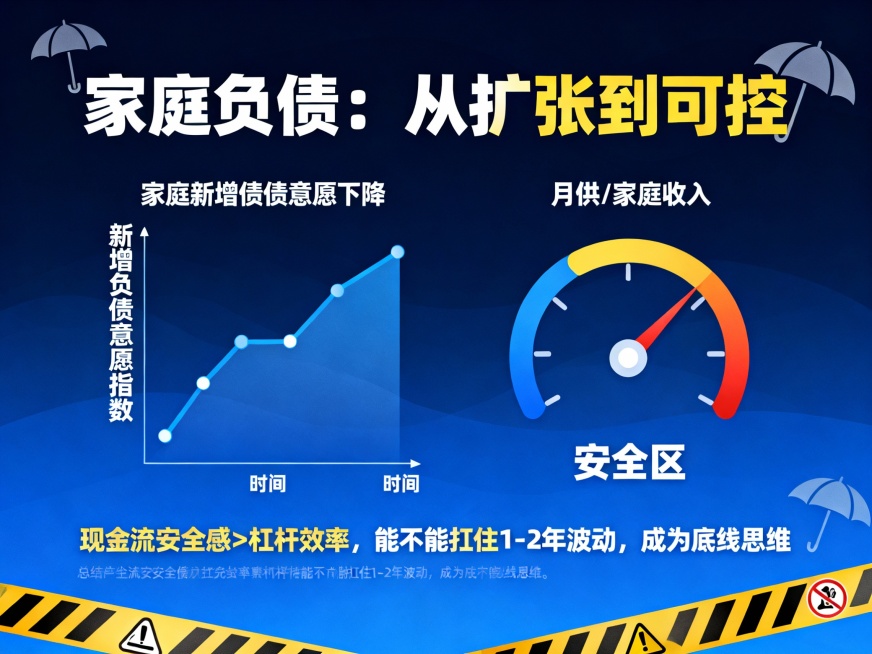 每一张图把总结句加上：
1、"确定收益"的天花板明显下降锁利率高回报，更多是锁稳定
2、大多数家庭不是没钱，而是风险偏好下降"等一等，看一看"成为主流行为
3、"全仓押方向"的家庭越来越少结构稳定性，预览效果