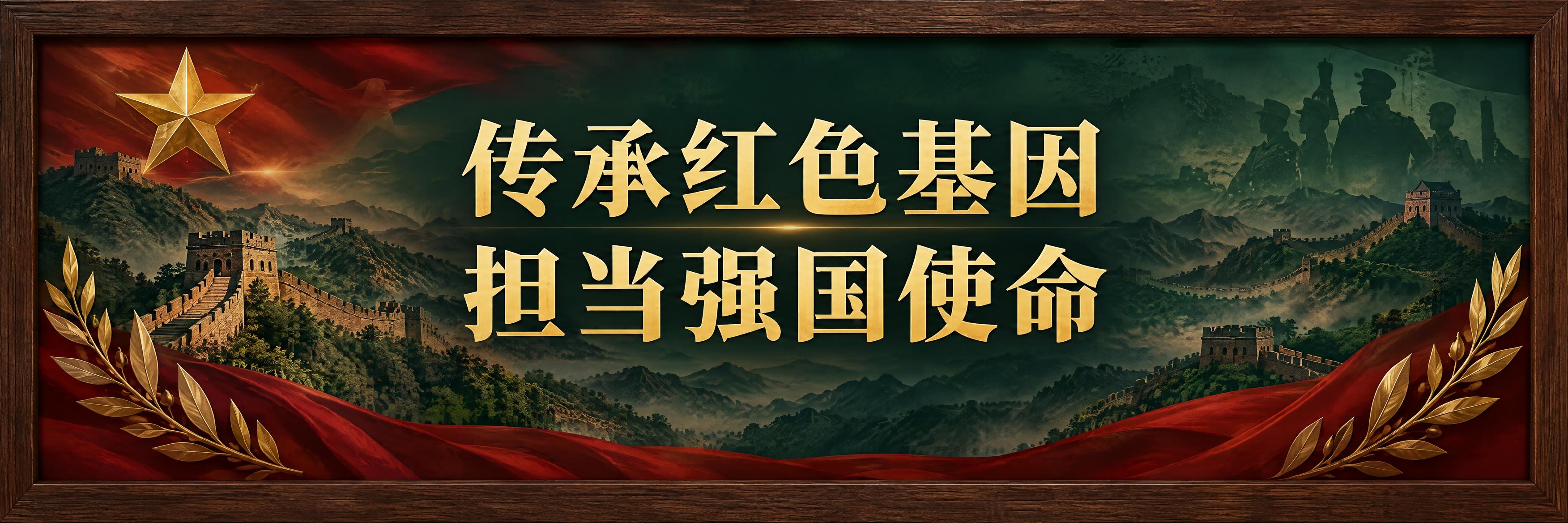 超宽横版文化墙海报，横幅比例。画面四周被一圈深棕色实木木纹边框… - 图片创意预览