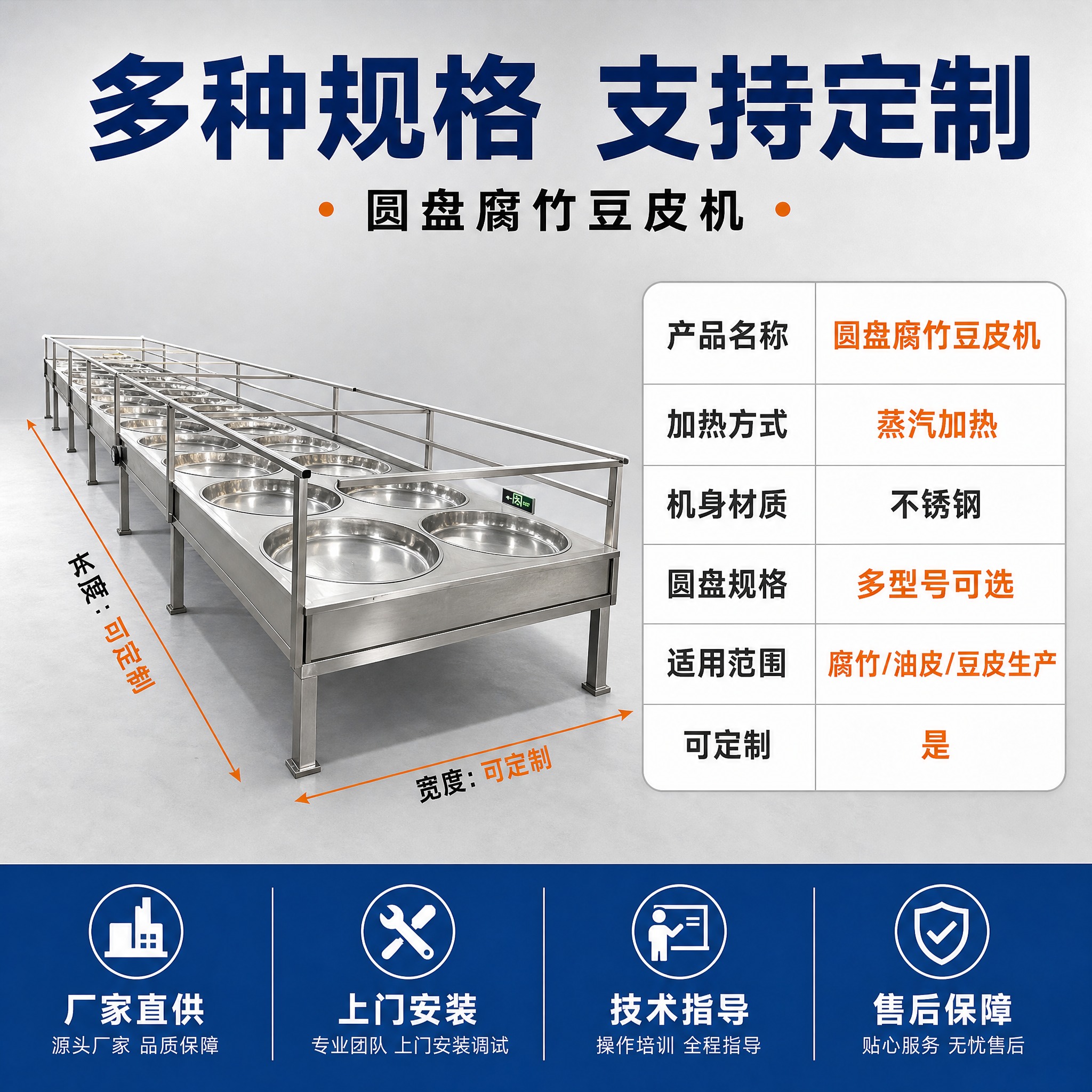 [主图-5] 圆盘腐竹豆皮机规格参数 型号与尺寸说明。 [统一… - 图片创意预览