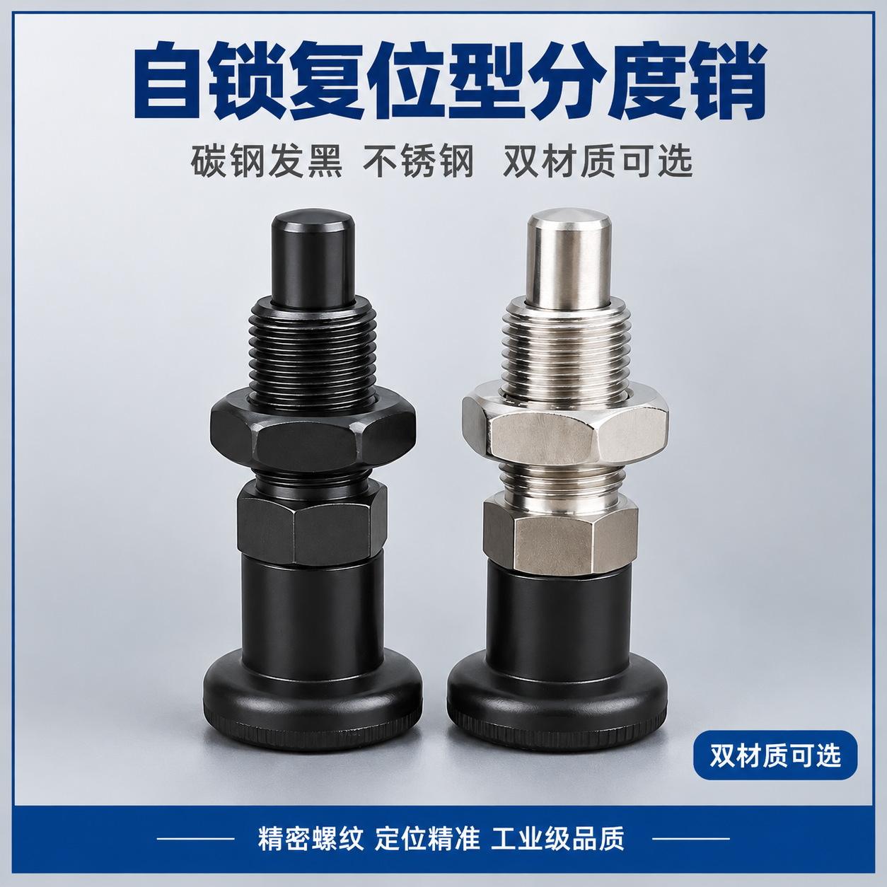 [主图-1] 首图点击率，展示碳钢发黑与不锈钢两款分度销并排陈… - 图片创意预览