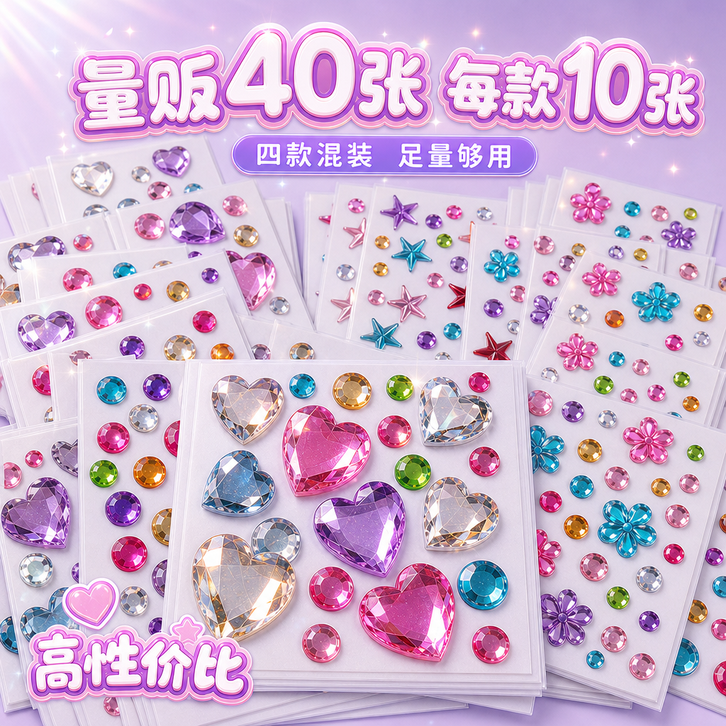 1:1正方形电商SKU主图，甜美可爱马卡龙清新风加水晶肌理质感… - 图片创意预览