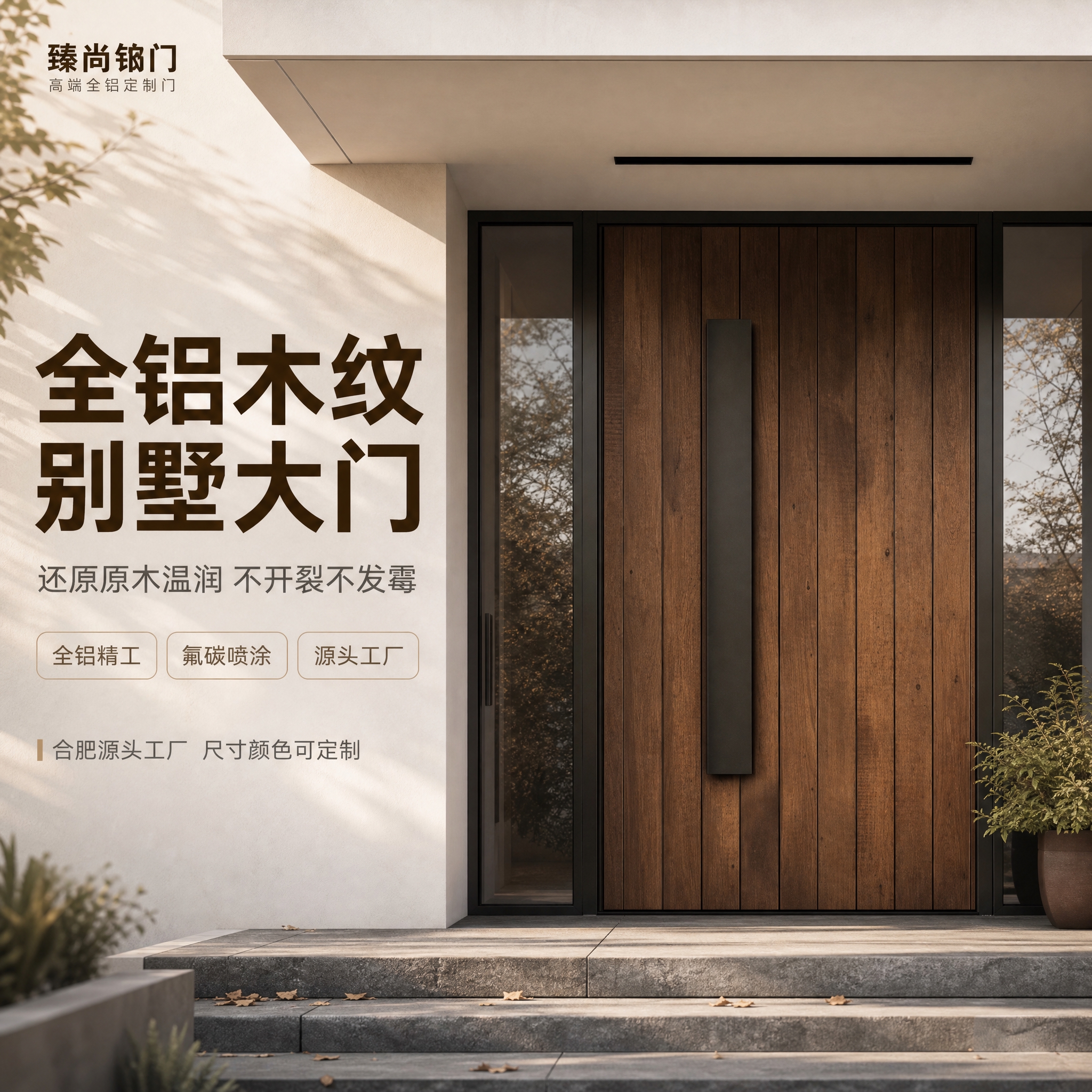 [主图-1] 首图点击率，主题：臻尚铂门竖条木纹全铝别墅入户大… - 图片创意预览