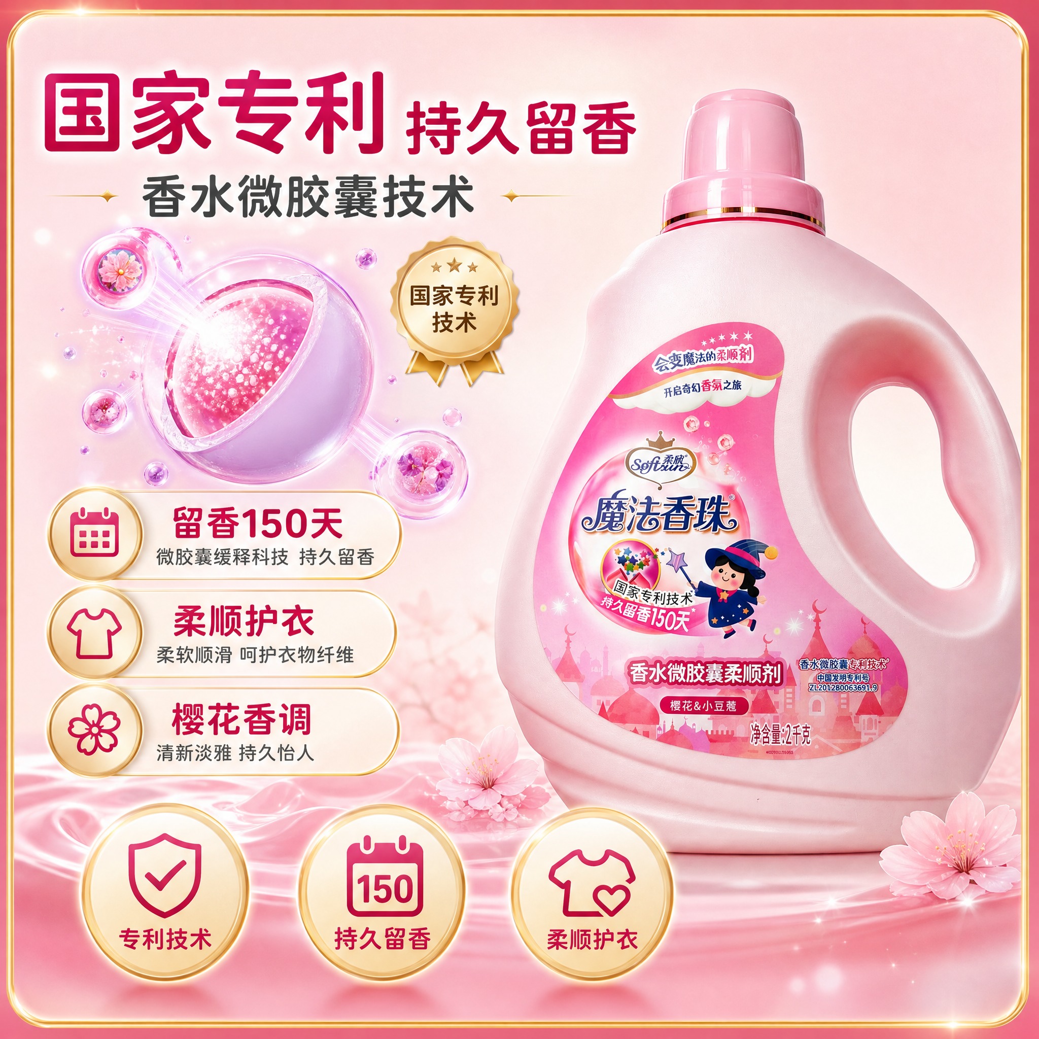 [主图-2] 核心卖点展示，突出国家专利香水微胶囊技术和持久留… - 图片创意预览