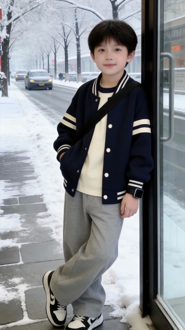 用图1的衣服和裤子替换图的2的人物穿的衣服裤子，保留原场景光影，保持图2的人物的五官和发型不变，图片宽高尺寸不变，背景不变，鞋子不变，人物姿势不变，保持图1的衣服和裤子的款式和颜色不变预览效果