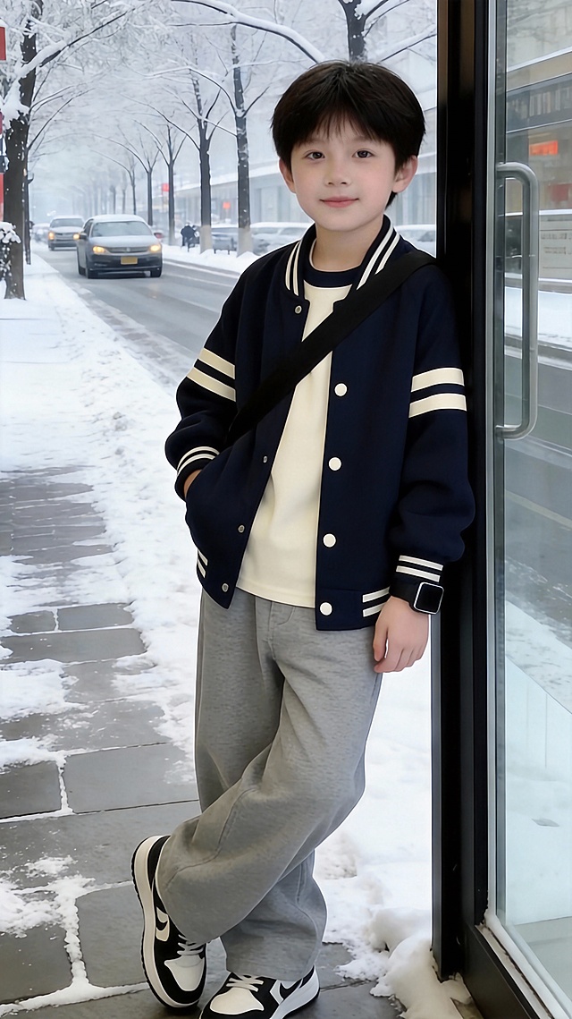 用图1的衣服和裤子替换图的2的人物穿的衣服裤子，保留原场景光影，保持图2的人物的五官和发型不变，图片宽高尺寸不变，背景不变，鞋子不变，人物姿势不变，保持图1的衣服和裤子的款式和颜色不变
