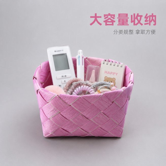 「图片1」，生成一套主图（5张），商品名称是，卖点是手工编织，收纳物品，好看，适配京东平台，主图比例为1:1预览效果