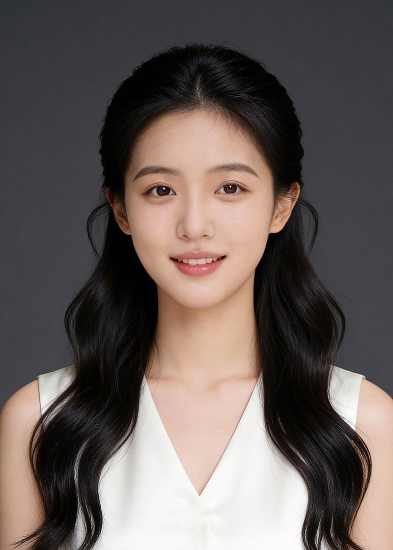 半扎发温柔风女性职场证件照