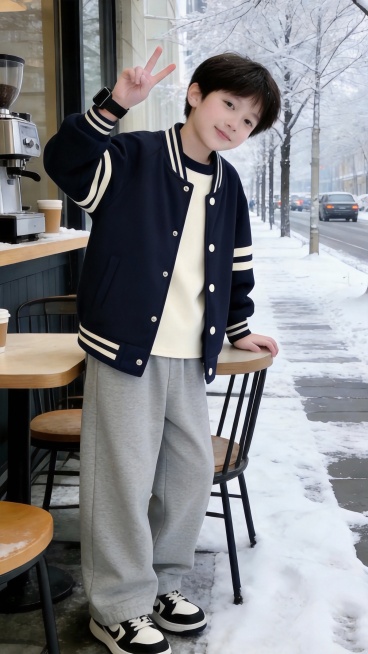 用图1的衣服和裤子替换图的2的人物穿的衣服裤子，保留原场景光影，保持图2的人物的五官和发型不变，图片宽高尺寸不变，背景不变，鞋子不变，人物姿势不变，保持图1的衣服和裤子的款式和颜色不变预览效果