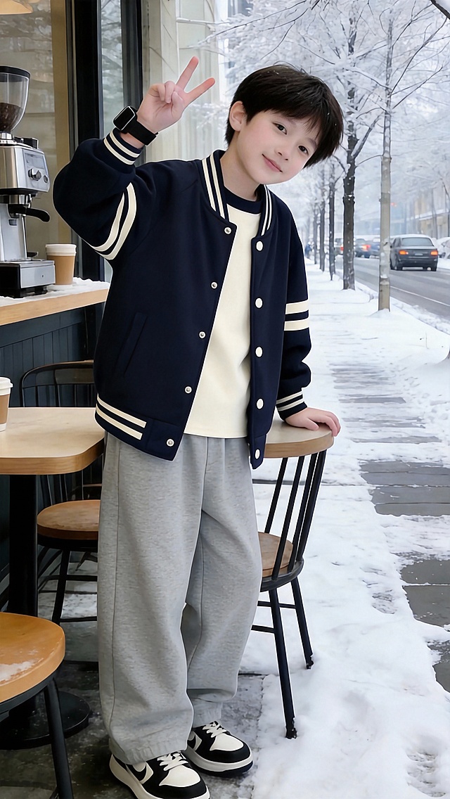 用图1的衣服和裤子替换图的2的人物穿的衣服裤子，保留原场景光影，保持图2的人物的五官和发型不变，图片宽高尺寸不变，背景不变，鞋子不变，人物姿势不变，保持图1的衣服和裤子的款式和颜色不变