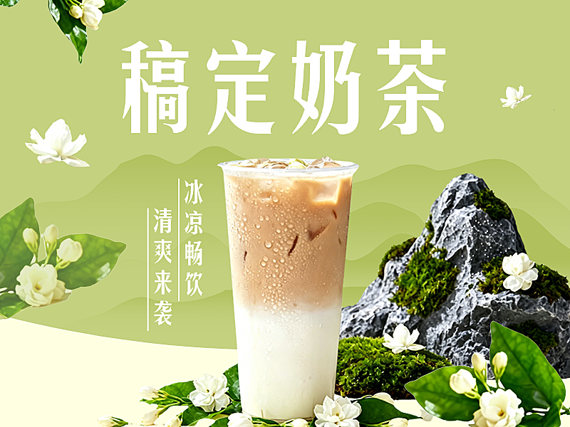 奶茶饮品餐饮夏季绿色清新美团店铺头像