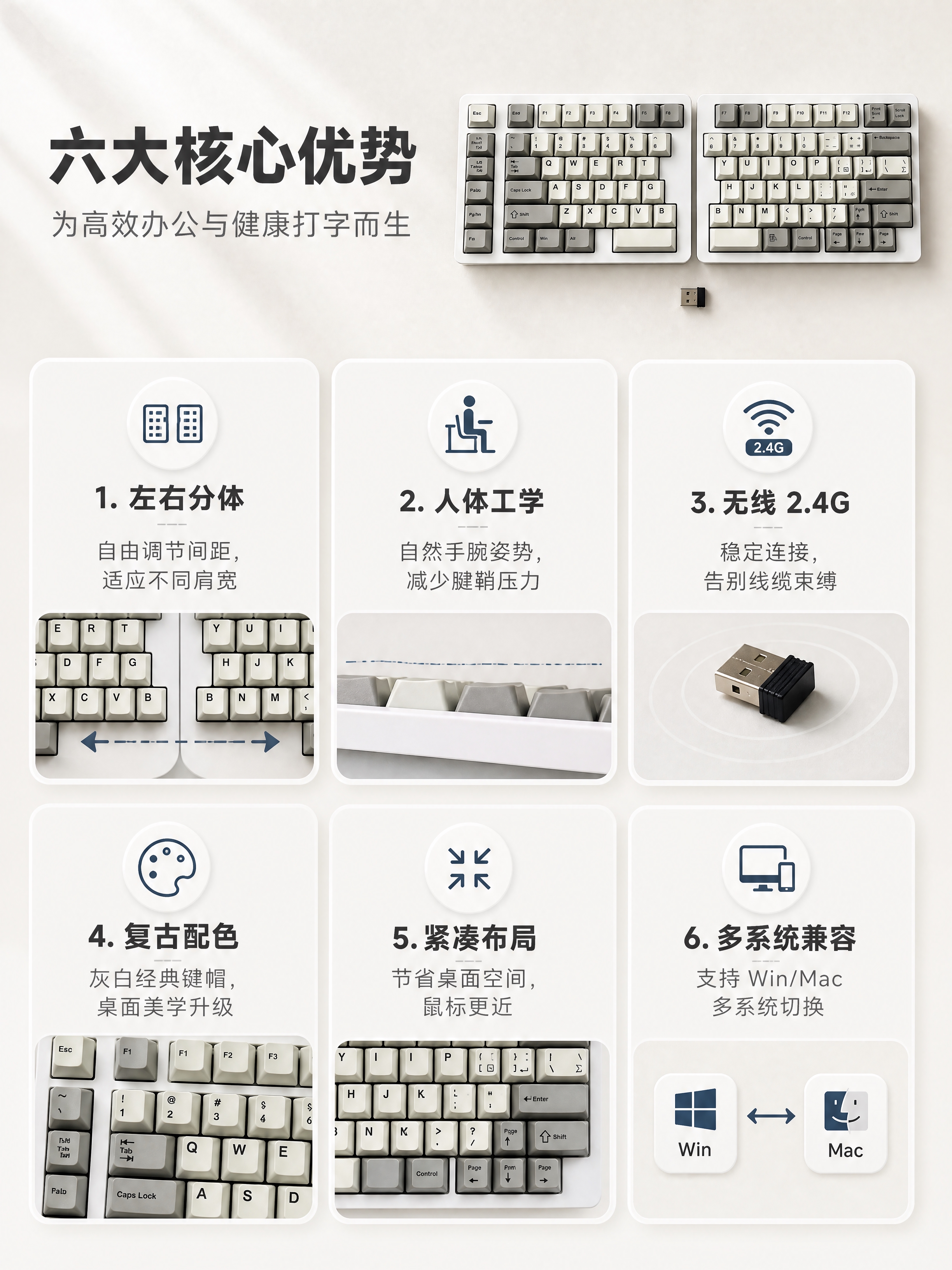 [商品] 使用【图1】分离式机械键盘；保留左右分体结构、灰白复… - 图片创意预览
