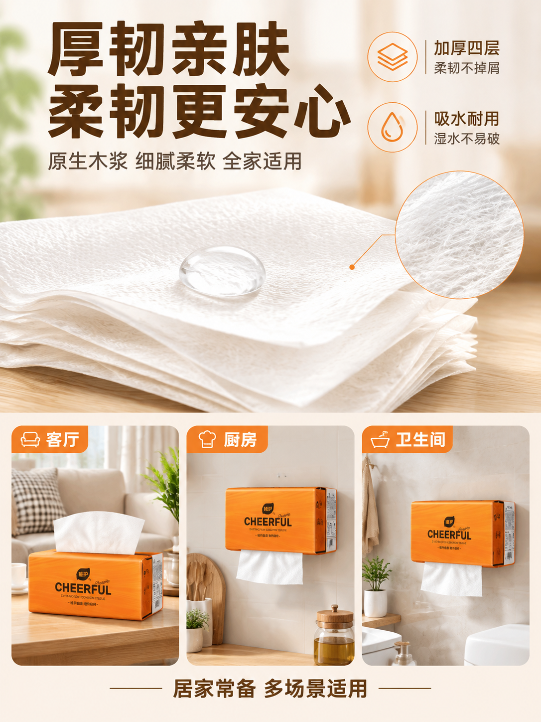 [主图-3] 材质品质与多场景适用图，突出纸张厚韧亲肤的品质感… - 图片创意预览