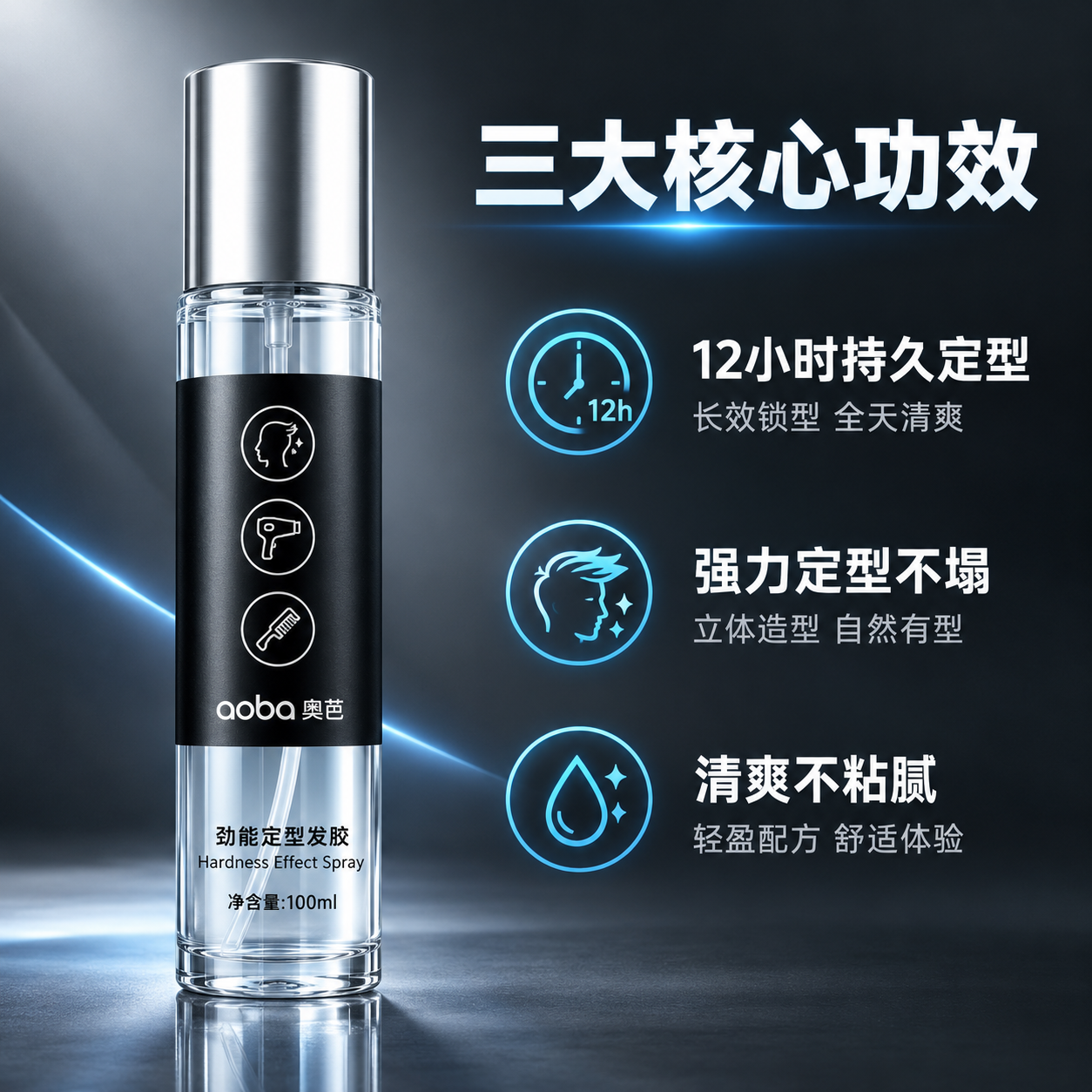 [主图-2] 劲能定型发胶核心功效 强力定型持久造型功能卖点图… - 图片创意预览