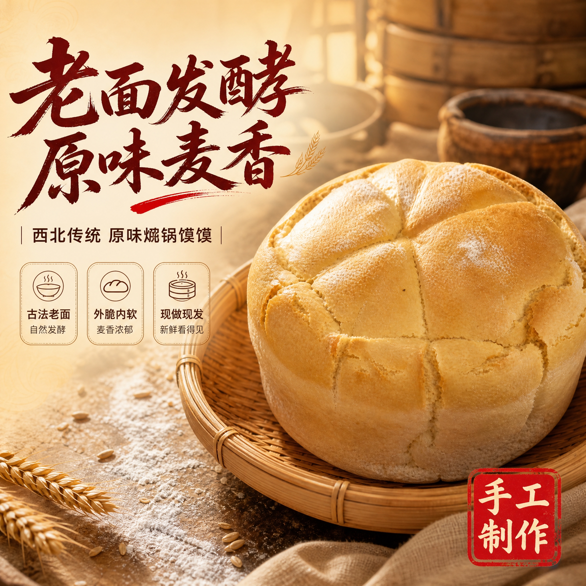 [主图-1] 原味焜锅馍馍食欲首图，核心任务是激发食欲与点击欲… - 图片创意预览