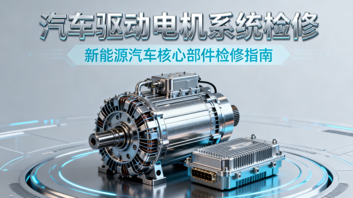 《汽车驱动电机系统检修》请帮我生成一个这个课程封面，尺寸为400 * 225预览效果