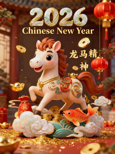 这款专为「马年卡通IP形象」打造的LoRA模型，是引爆新年营销的萌趣造物主。它具备高质量的塑造能力，能生成圆润可爱、活力十足的卡通骏马形象，并为其巧妙融入元宝、祥云、锦鲤、灯笼等吉祥元素，通过明亮喜庆预览效果