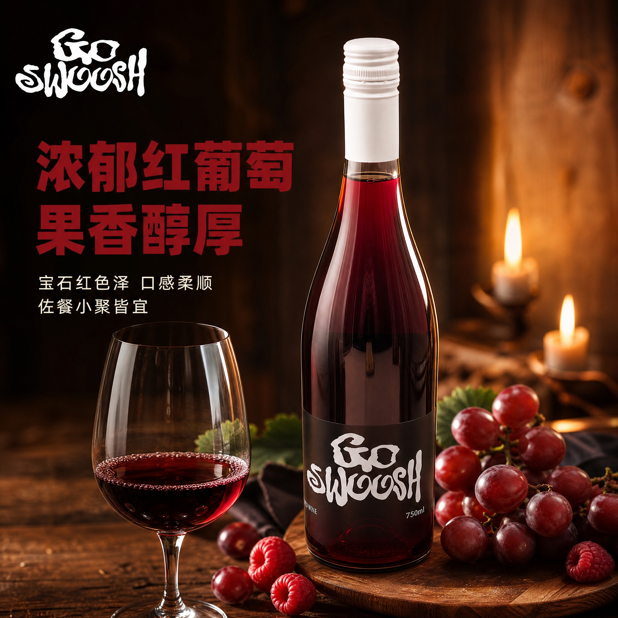 [主图-2] Go Swoosh红葡萄酒首图，突出宝石红酒体色… - 图片创意预览