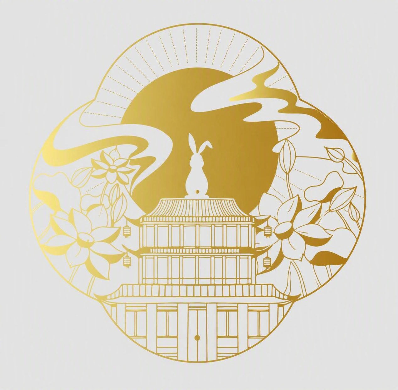 去除图片上所有的水印文字和半透明logo，保持原图的金色线条风… - 图片创意预览