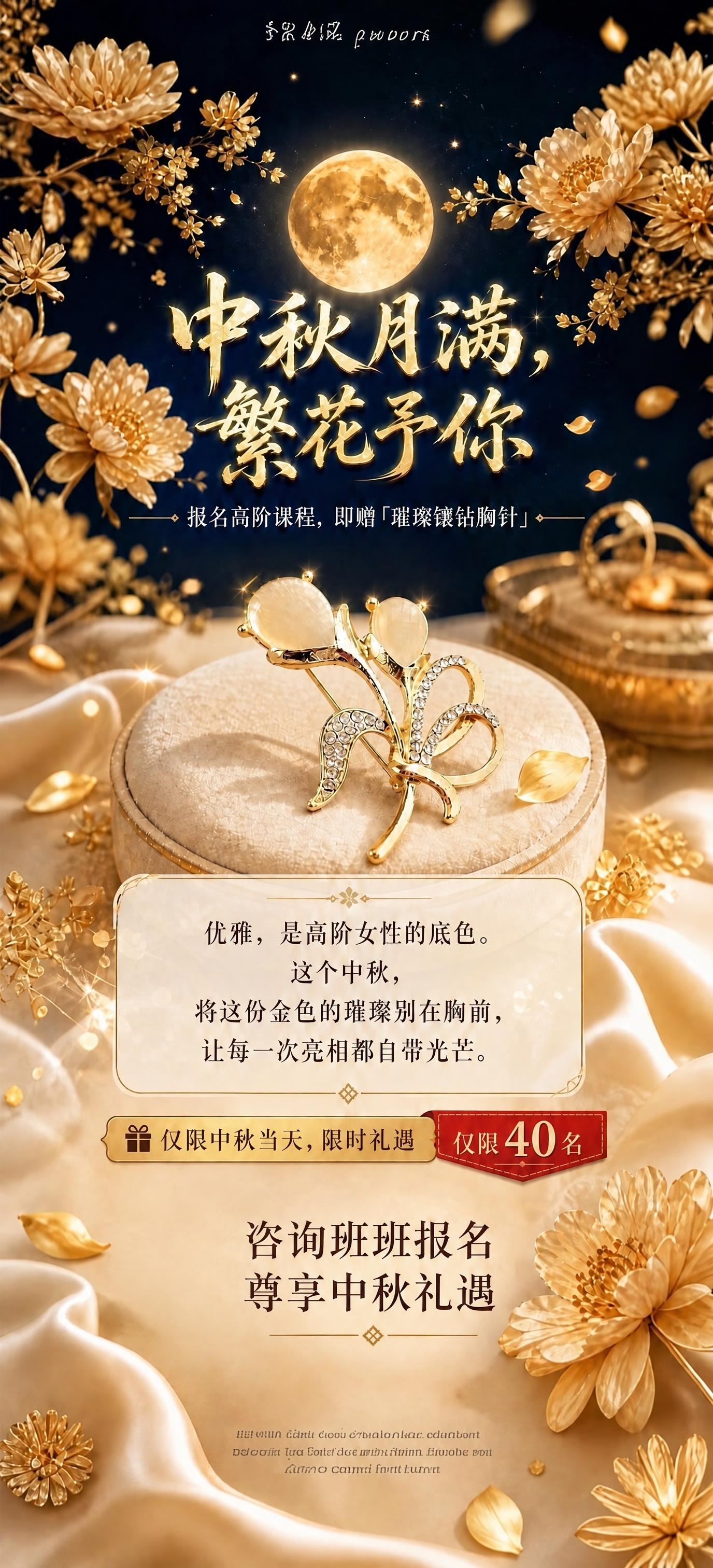 删除左下角的红色二维码占位方块，将右侧文字'扫码报名 尊享中秋… - 图片创意预览