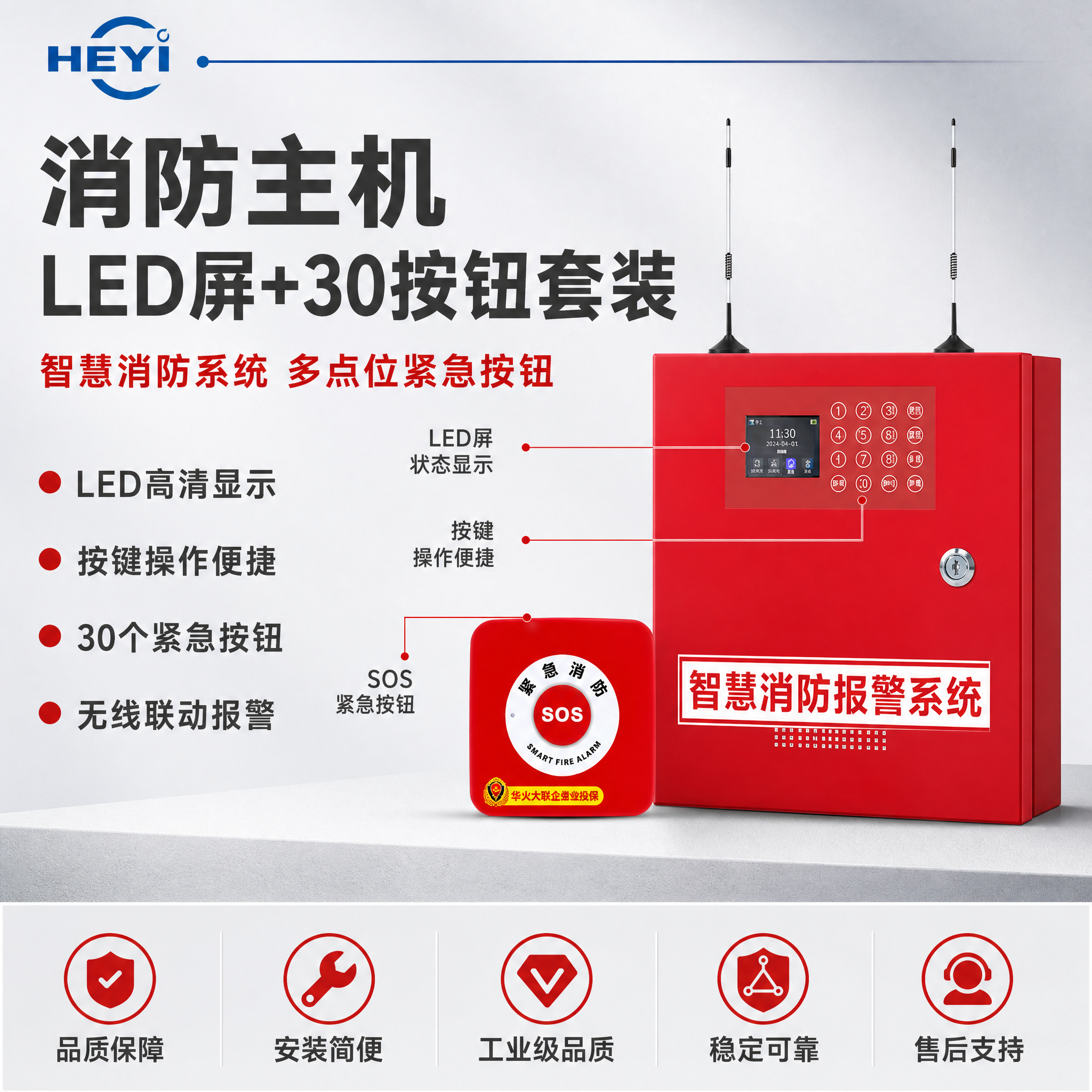 [主图-1] 首图点击率图，主题为消防主机带LED屏+30按钮… - 图片创意预览