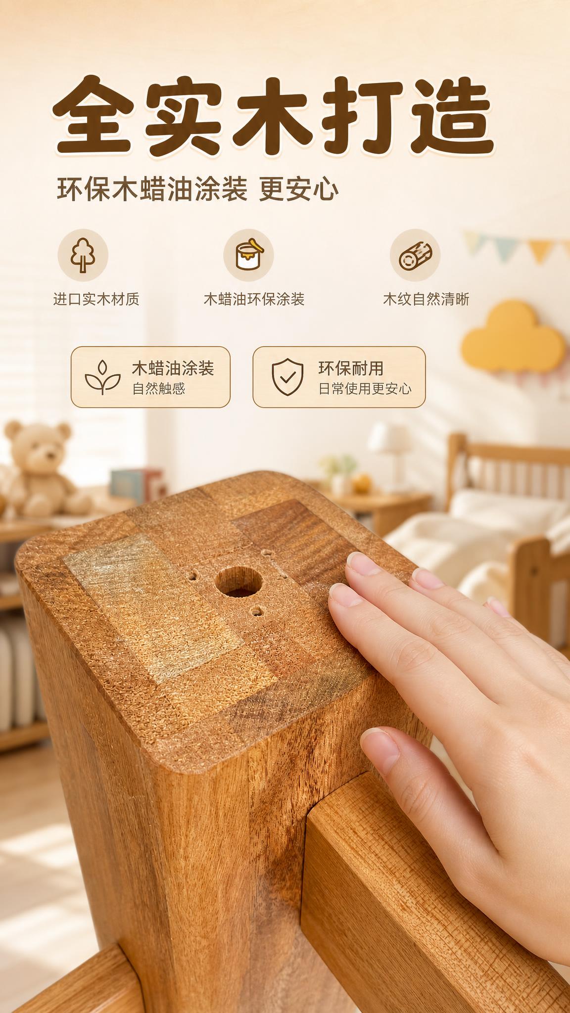 [商品] 使用【图5】实木立柱截面特写；保留实木材质纹理、指接… - 图片创意预览