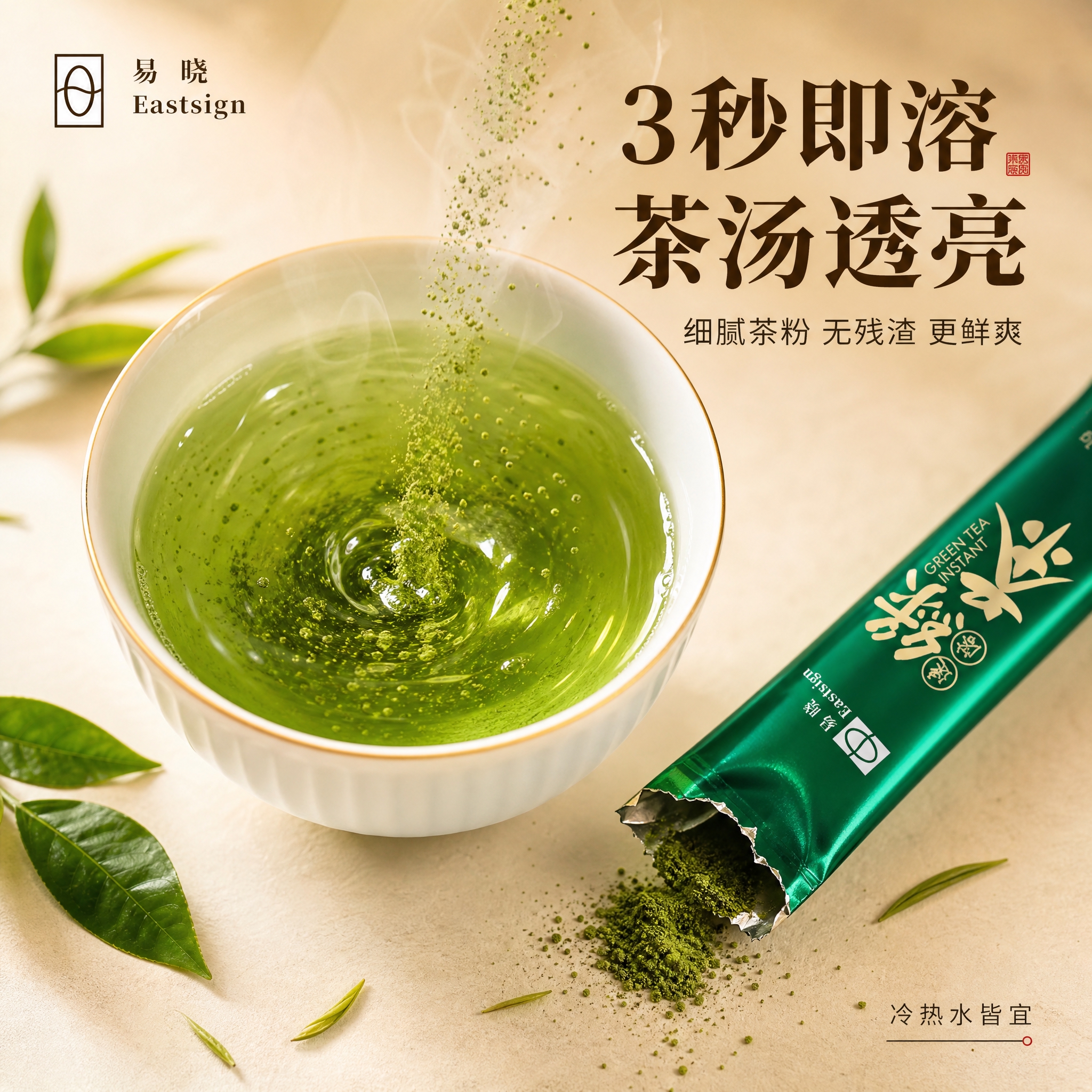 [主图-3] 细节与成分：微距展示茶粉溶解瞬间与茶汤通透质感，… - 图片创意预览