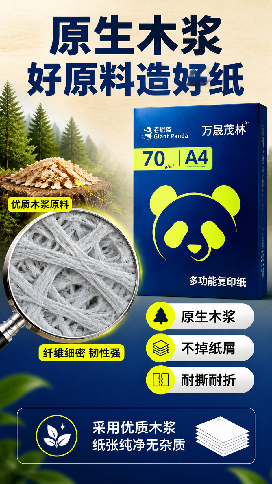 [商品] 使用【图1】万晟茂林吞熊猫A4复印纸包装；保留包装所… - 图片创意预览