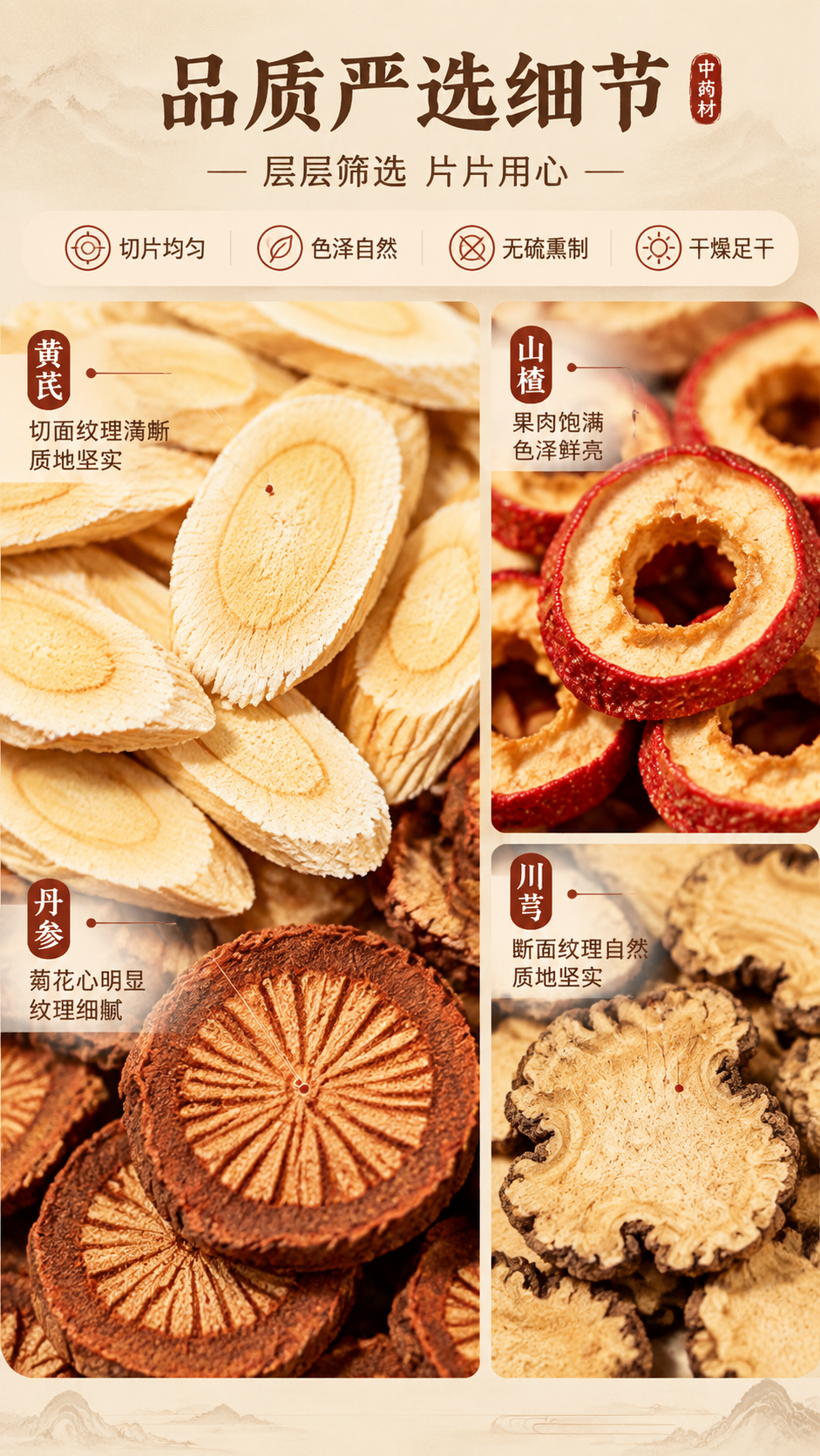 [商品] 使用【图1】四通汤四味原料（黄芪、山楂、川芎、丹参）… - 图片创意预览