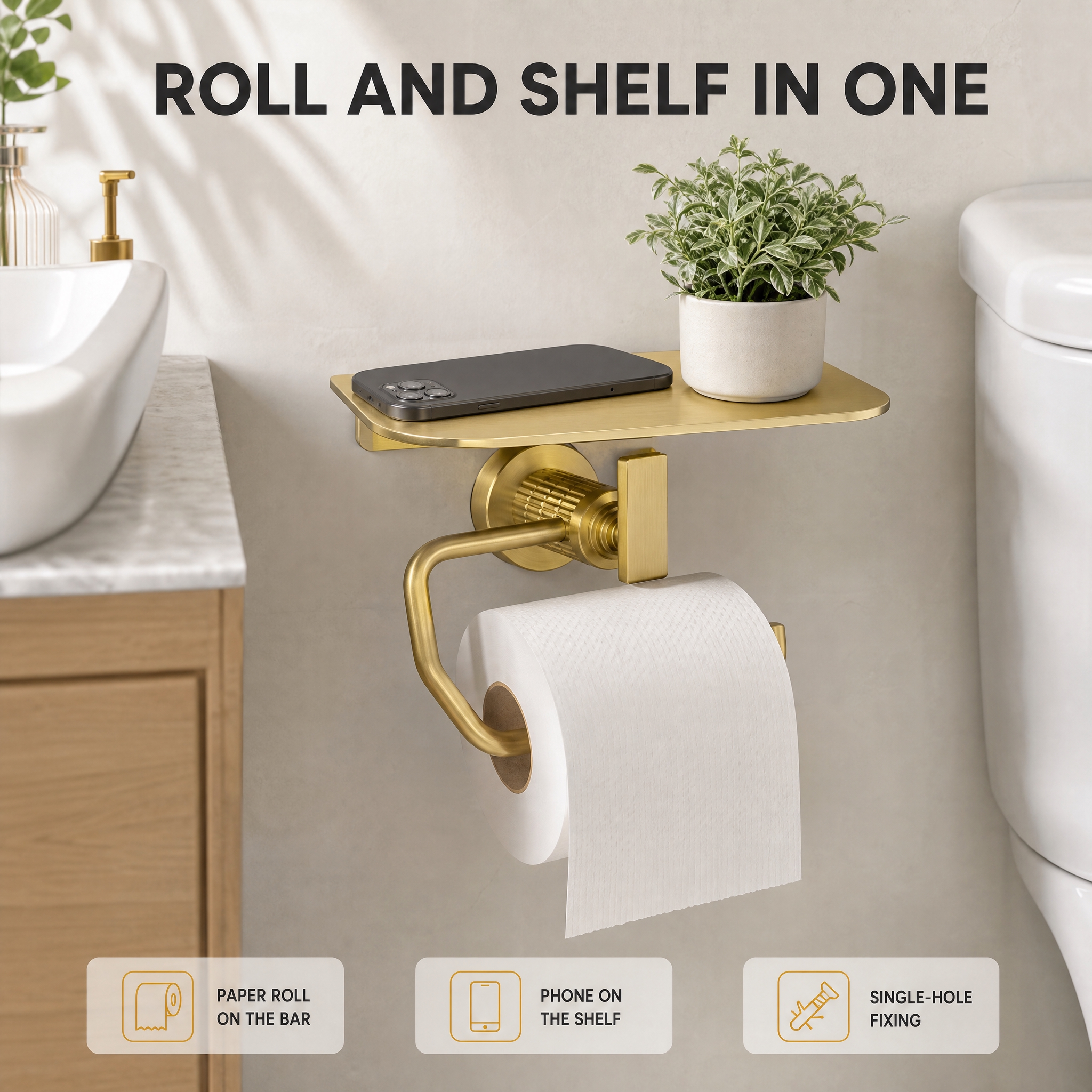 [主图-4] Wall-Mount Brushed Gold… - 图片创意预览