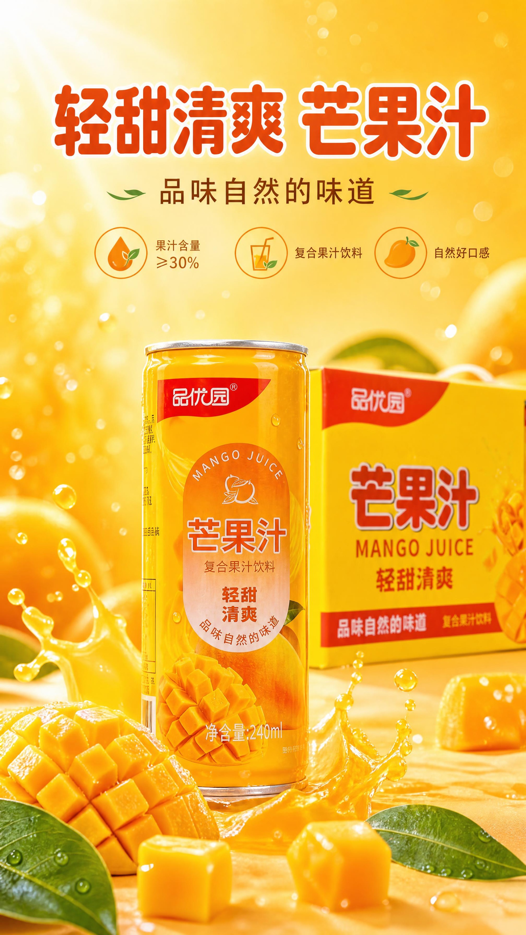 [商品] 使用【图1】品优园芒果汁240ml单罐、【图2】品优… - 图片创意预览